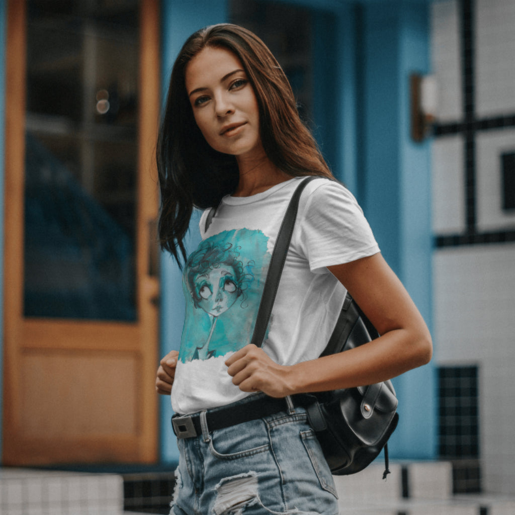 T-SHIRT FEMME 100% COTON BIO, Misspopote - Blue