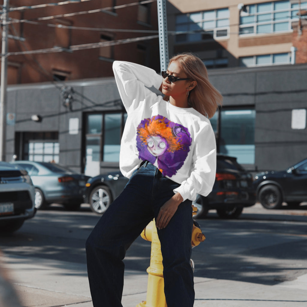 SWEAT-Shirt UNISEXE 100% COTON BIO, Misspopote - Orange and Purple