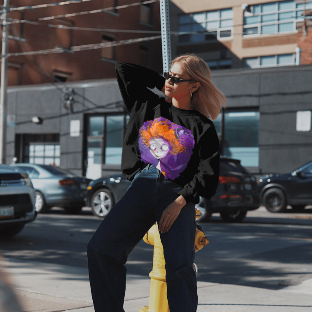 SWEAT-Shirt UNISEXE 100% COTON BIO, Misspopote - Orange and Purple