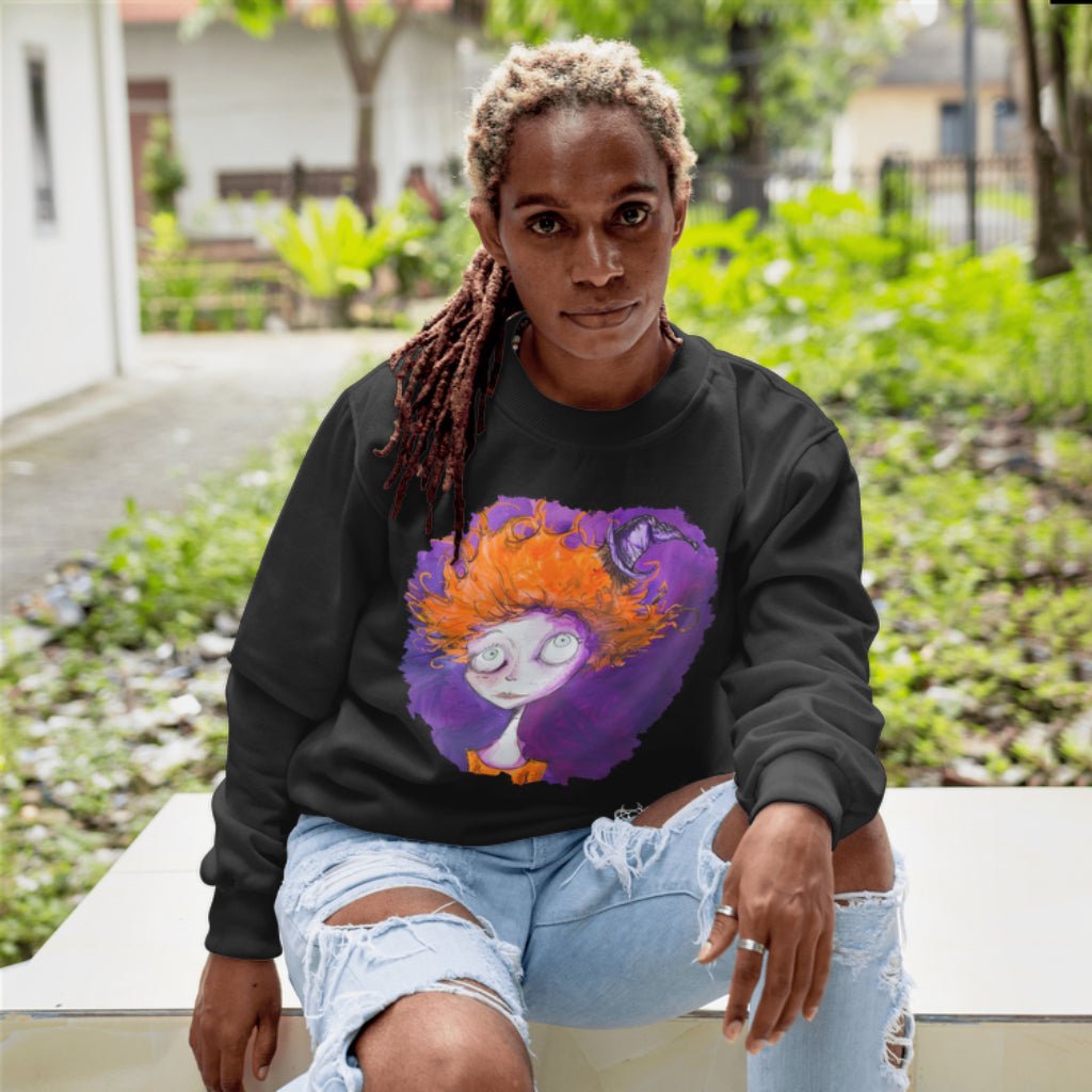 SWEAT-Shirt UNISEXE 100% COTON BIO, Misspopote - Orange and Purple