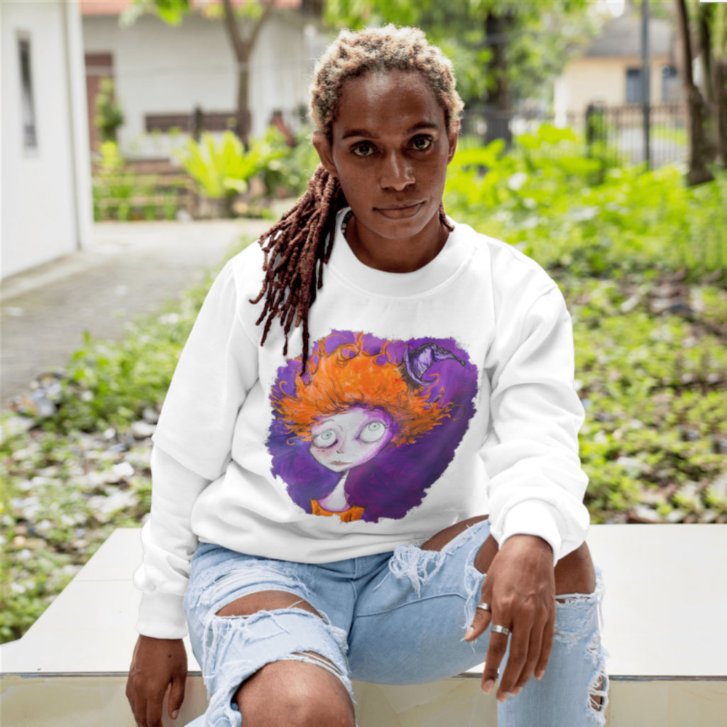 SWEAT-Shirt UNISEXE 100% COTON BIO, Misspopote - Orange and Purple