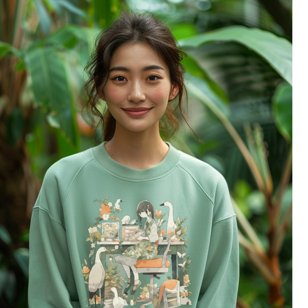SWEAT-SHIRT UNISEXE Léger 100% COTON BIO, Cute Spring Desk