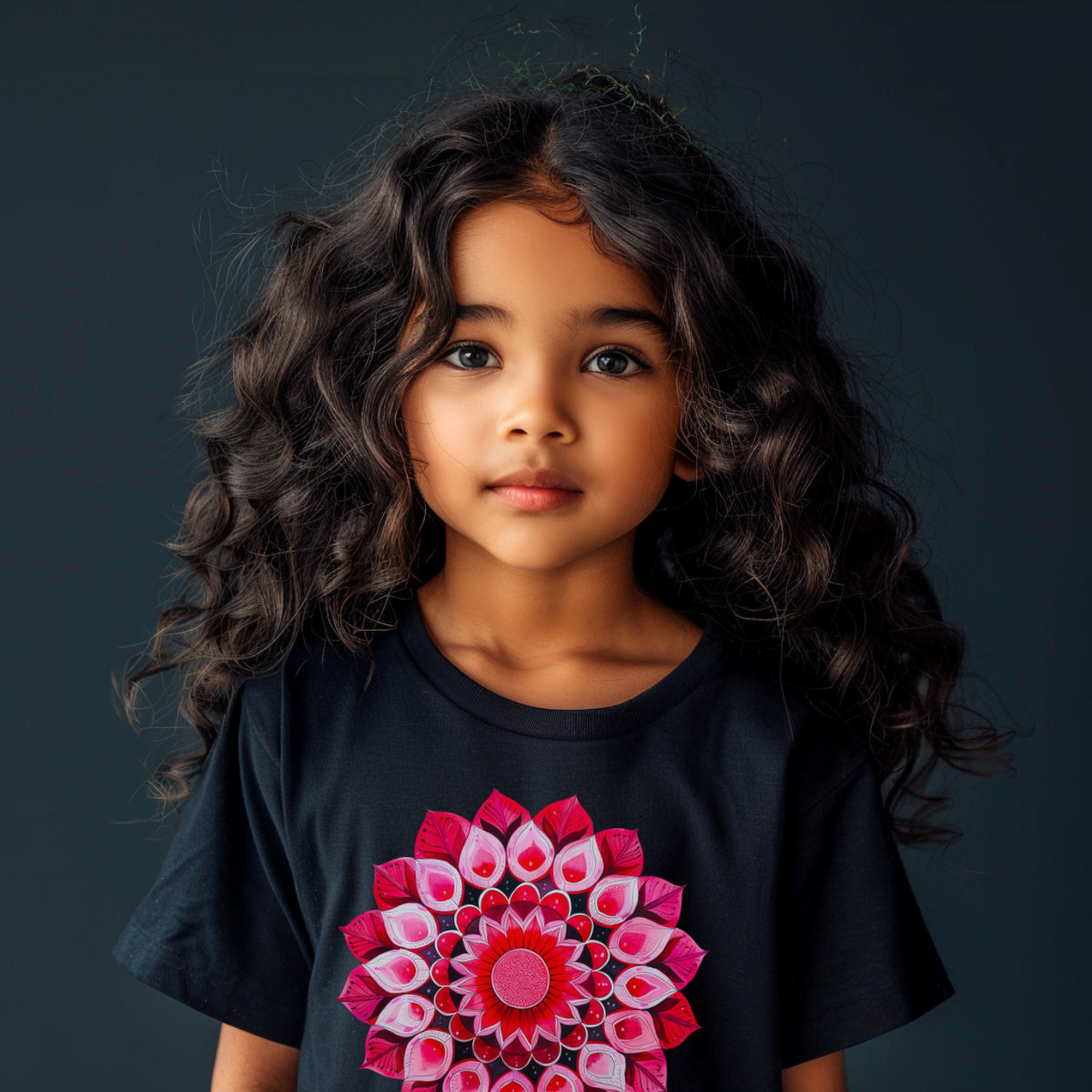T-SHIRT ENFANT 100% COTON BIO, Spring Chic - Red Mandala