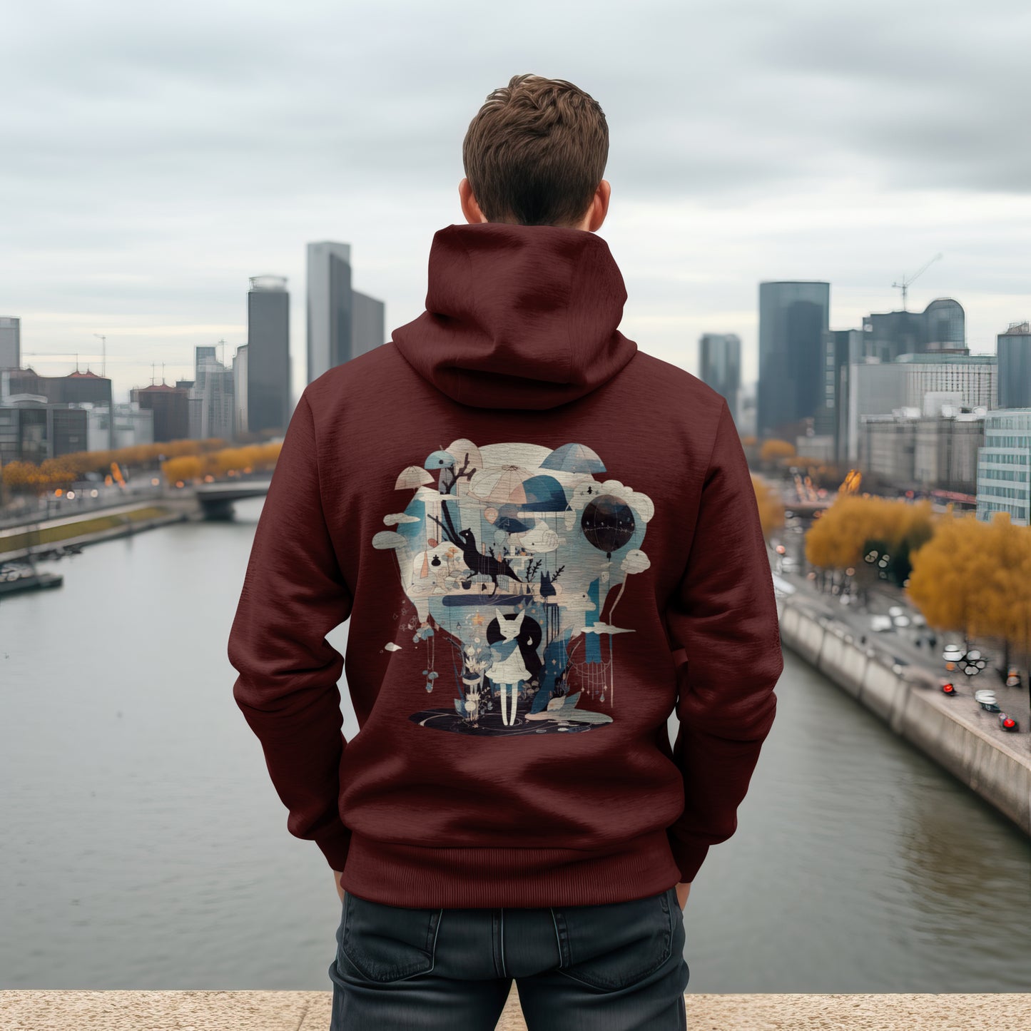 SWEAT-Shirt à CAPUCHE Zippé UNISEXE en COTON BIO, Cute Surrealism