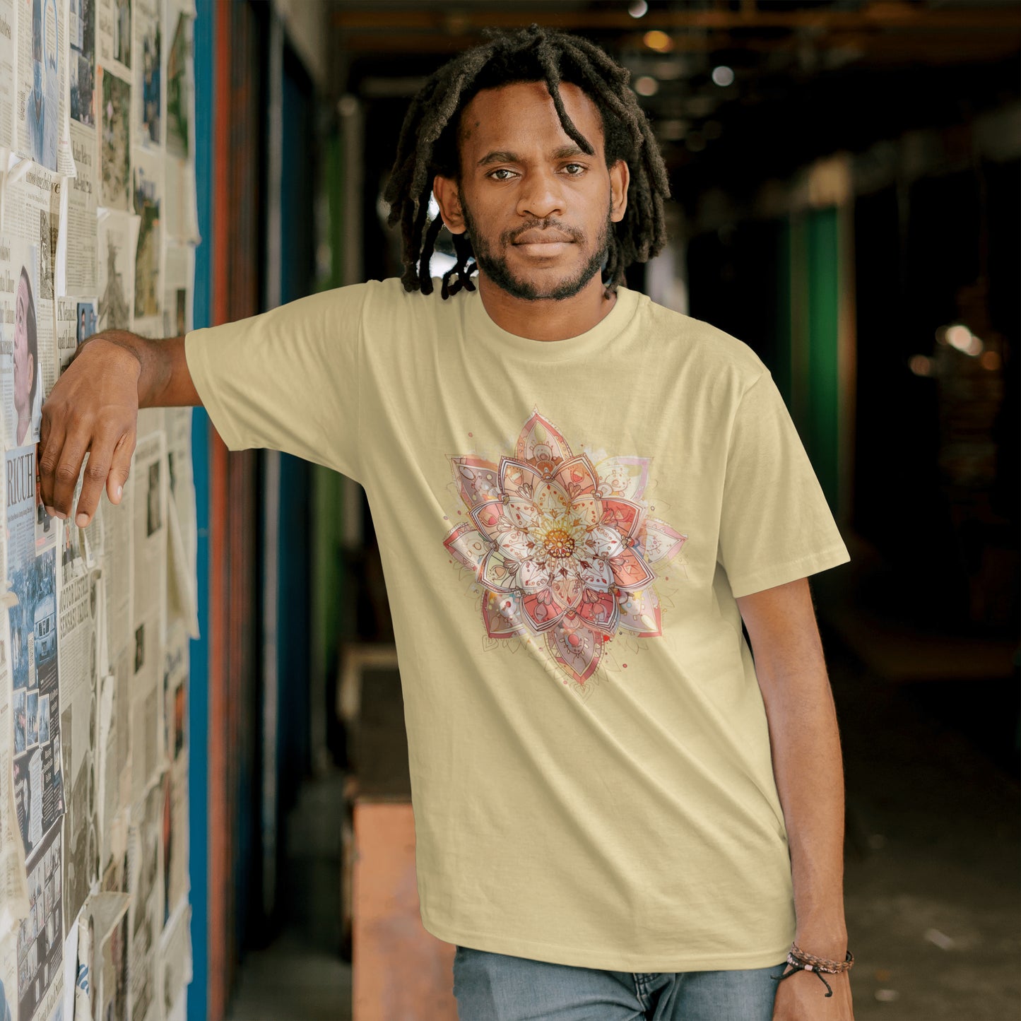 T-SHIRT HOMME en COTON BIO Oversized Épais, Spring Chic - Mandala