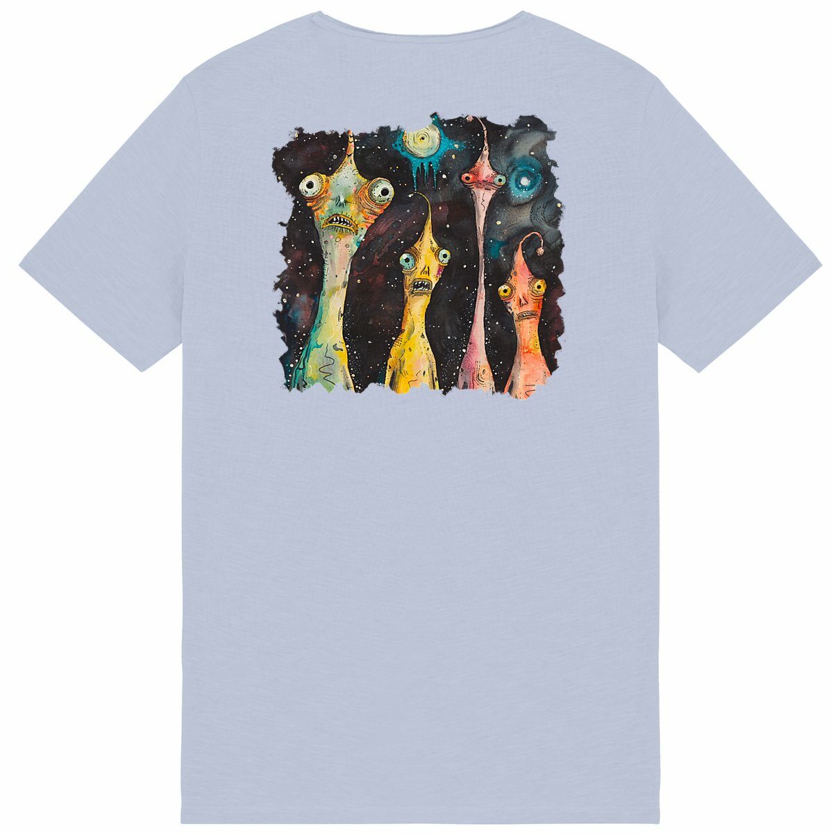 T-SHIRT HOMME Léger COL V 100% COTON BIO, Misspopote - Extraterrestres