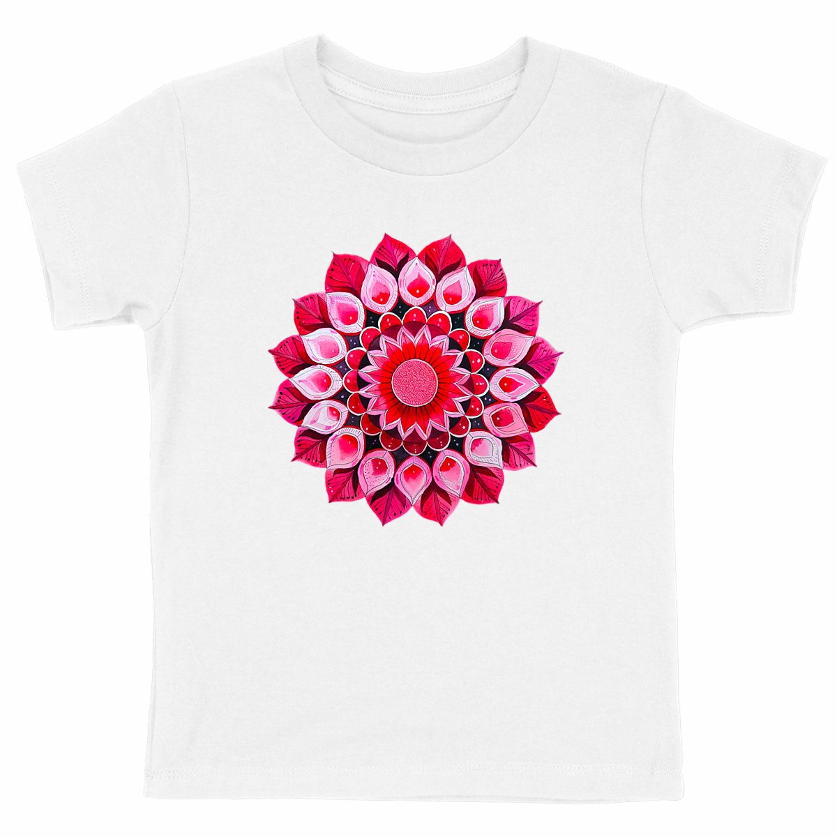 T-SHIRT ENFANT 100% COTON BIO, Spring Chic - Red Mandala