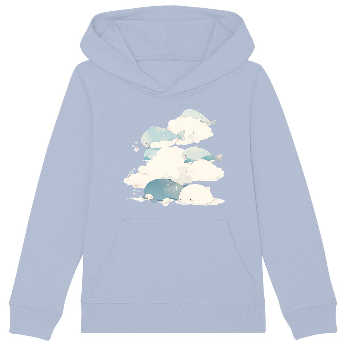 SWEAT à CAPICHE ENFANT en COTON BIO, Spring Chic - Whales and Clouds