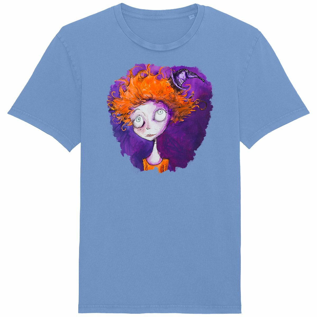 T-SHIRT UNISEXE Vintage 100% COTON BIO, Misspopote - Orange and Purple