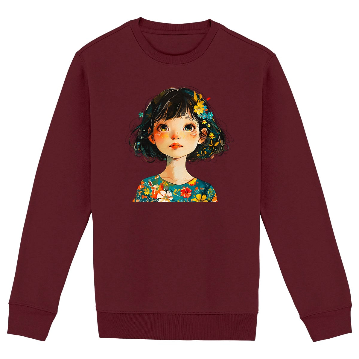 SWEAT-Shirt UNISEXE en COTON BIO, Spring Chic - Fille en Fleurs
