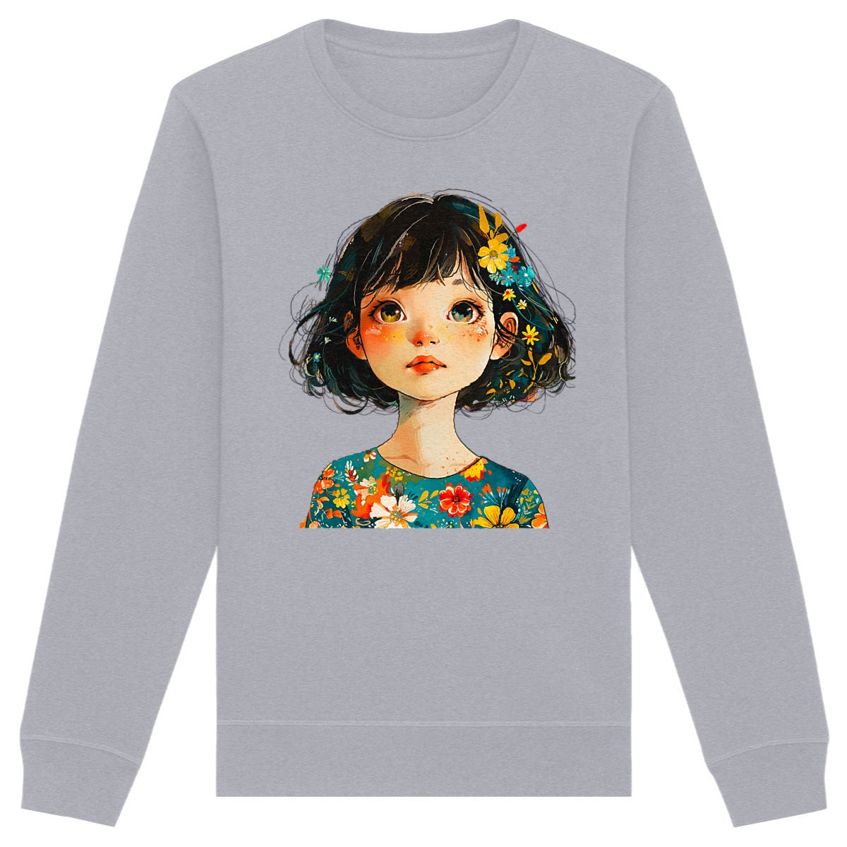 SWEAT-Shirt UNISEXE Léger en COTON BIO, Spring Chic - fille en fleurs