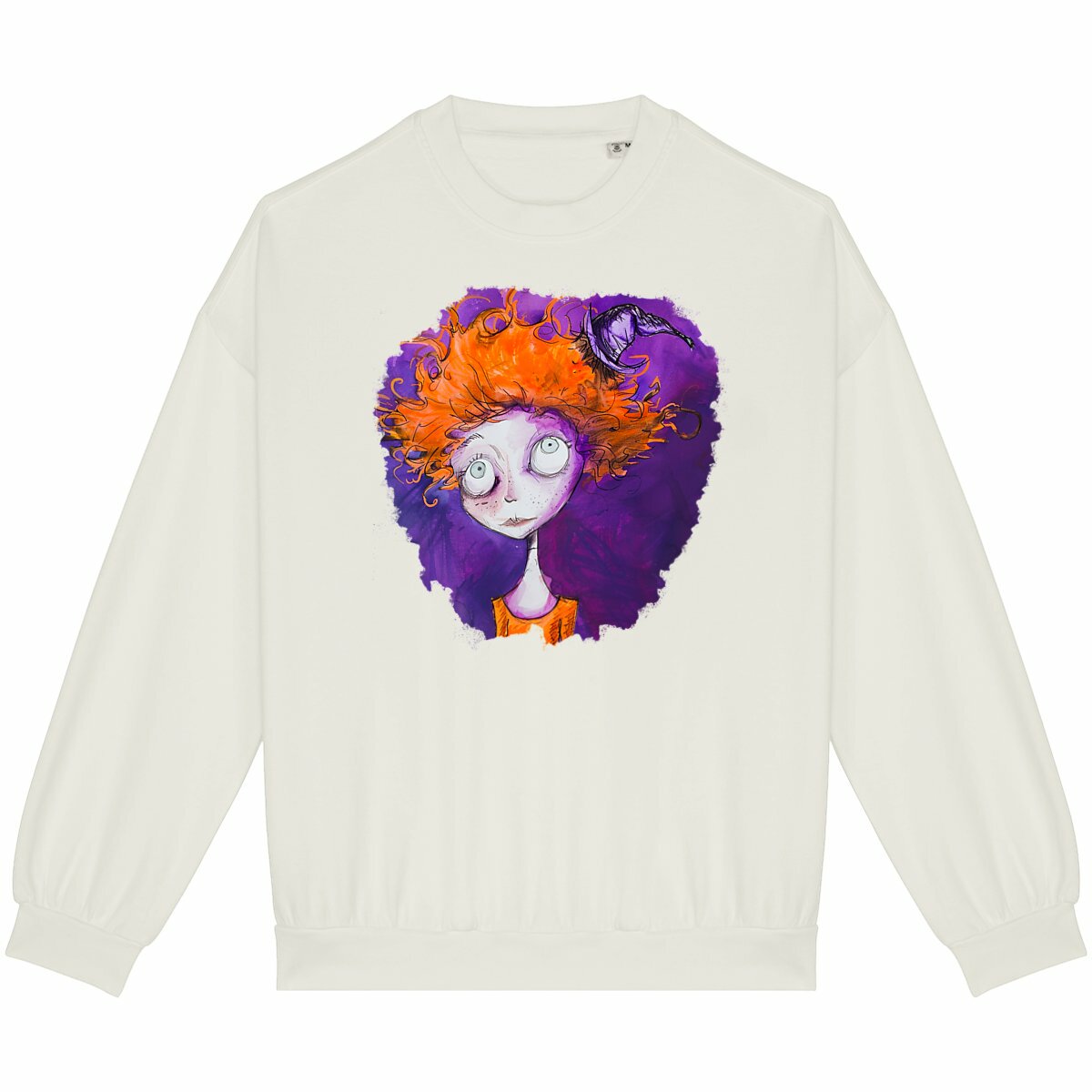 SWEAT-Shirt UNISEXE 100% COTON BIO, Misspopote - Orange and Purple