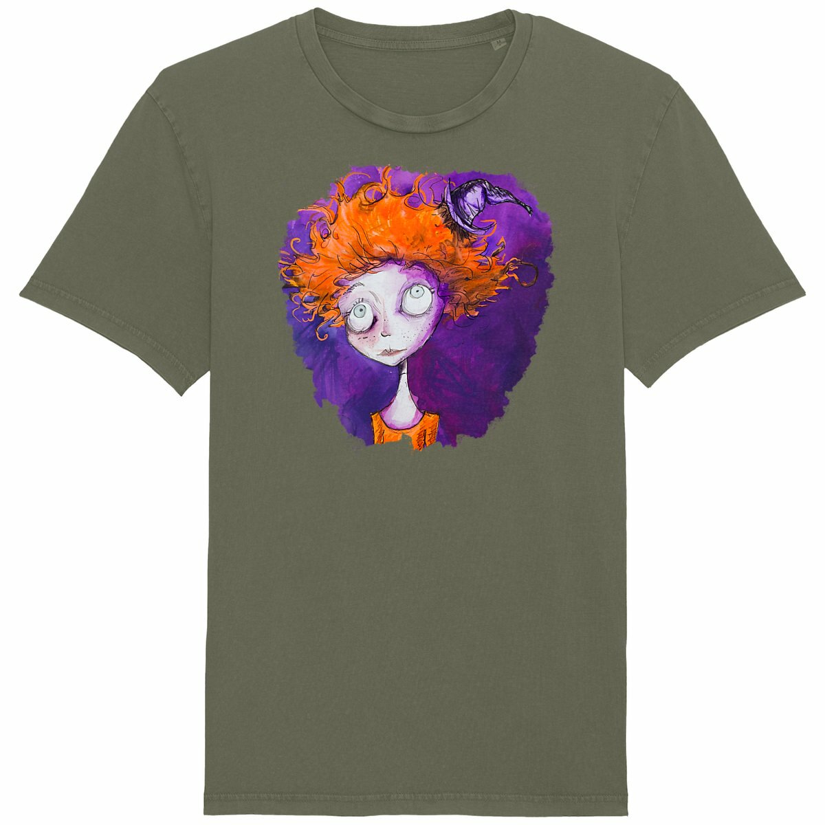 T-SHIRT UNISEXE Vintage 100% COTON BIO, Misspopote - Orange and Purple