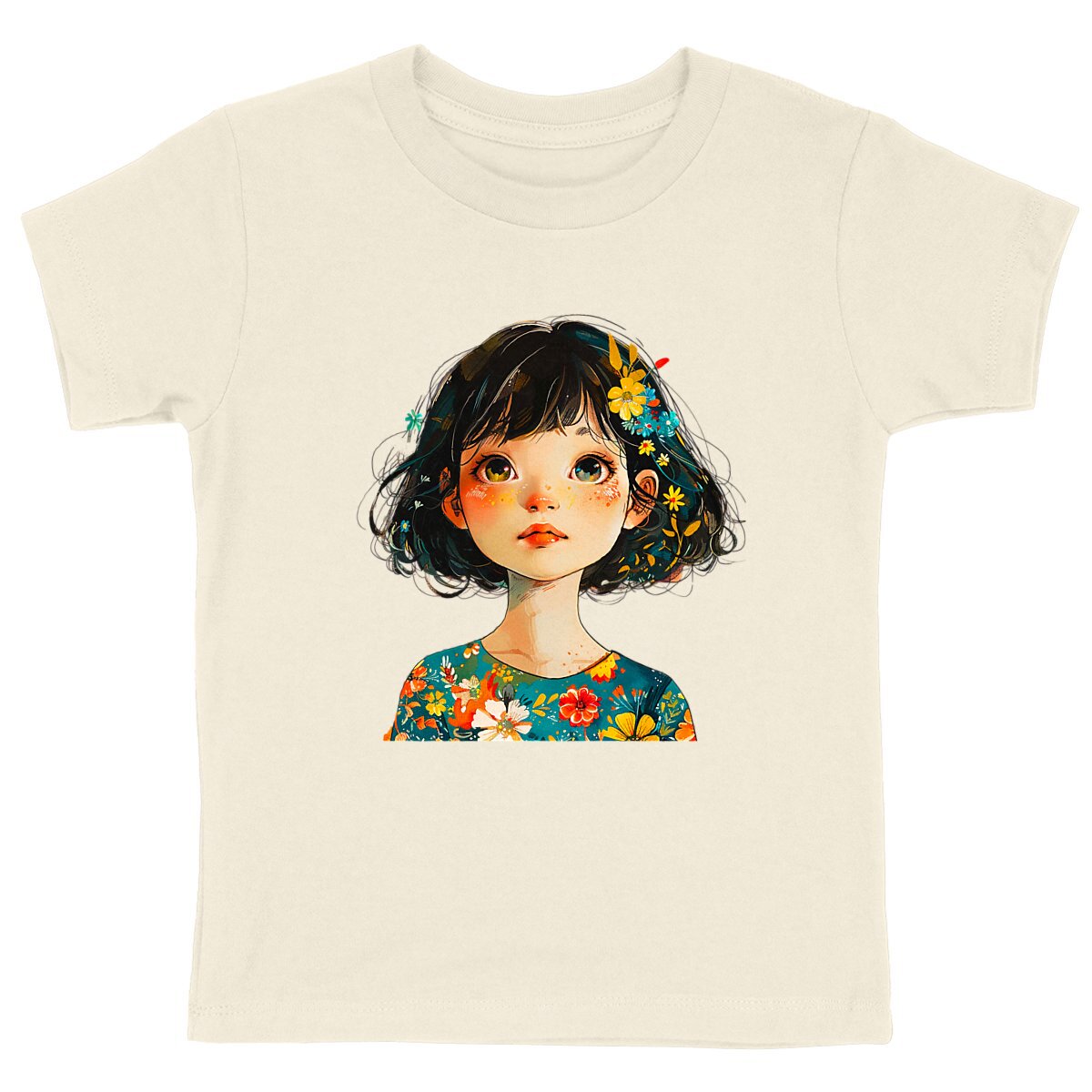 T-SHIRT ENFANT 100 COTON BIO, Spring Chic - Fille en Fleurs