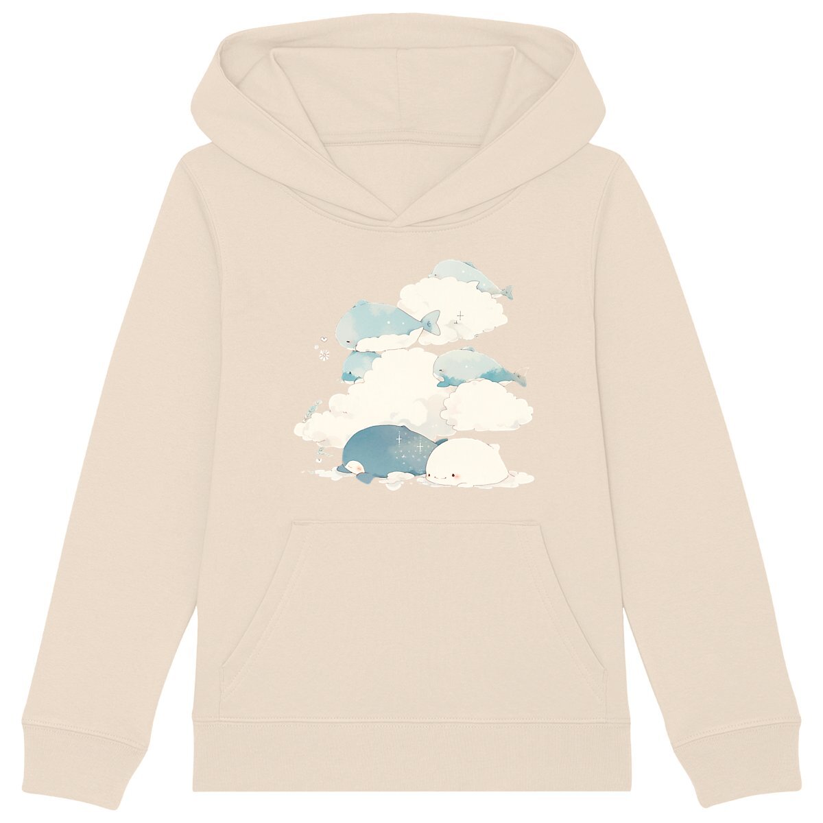 SWEAT à CAPICHE ENFANT en COTON BIO, Spring Chic - Whales and Clouds