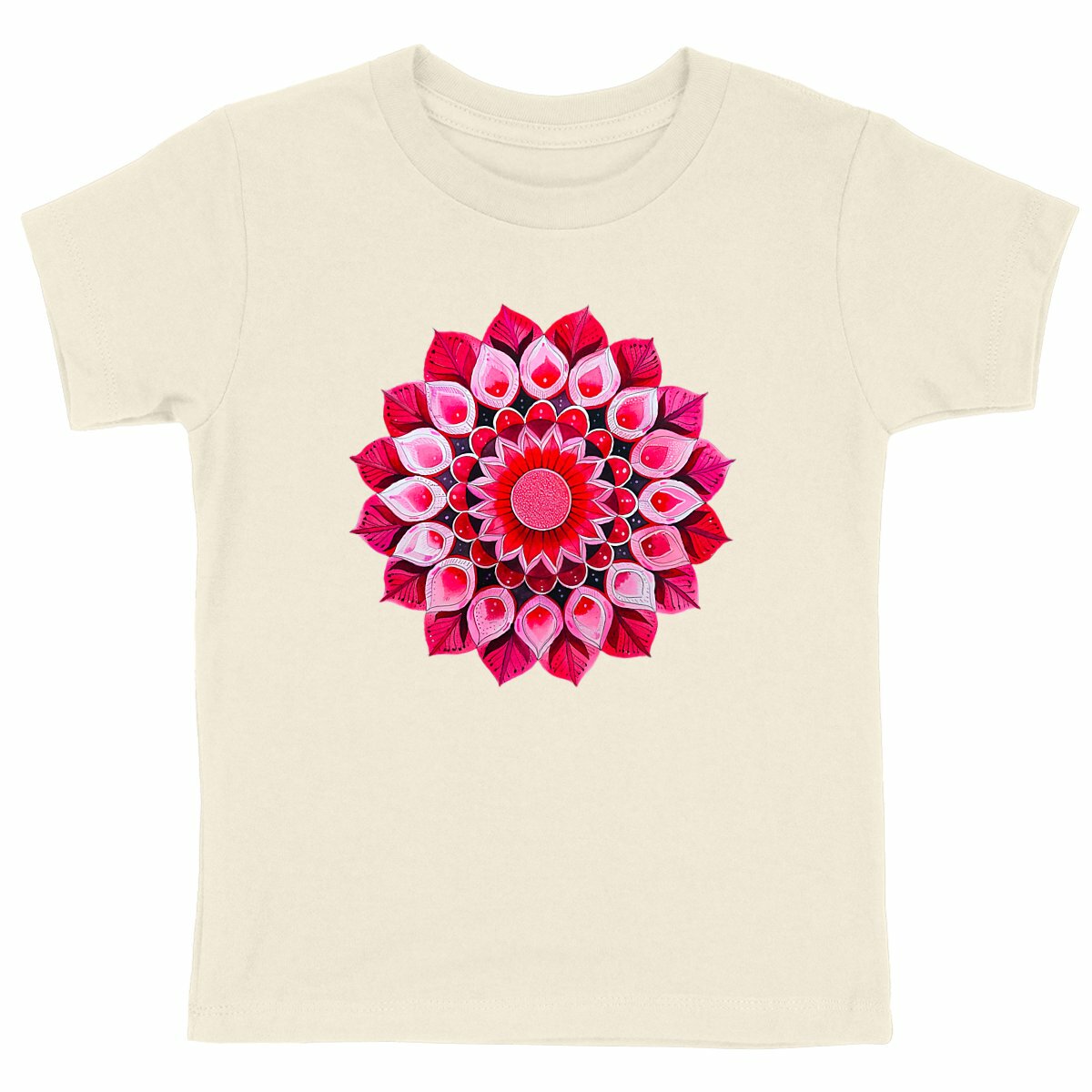T-SHIRT ENFANT 100% COTON BIO, Spring Chic - Red Mandala