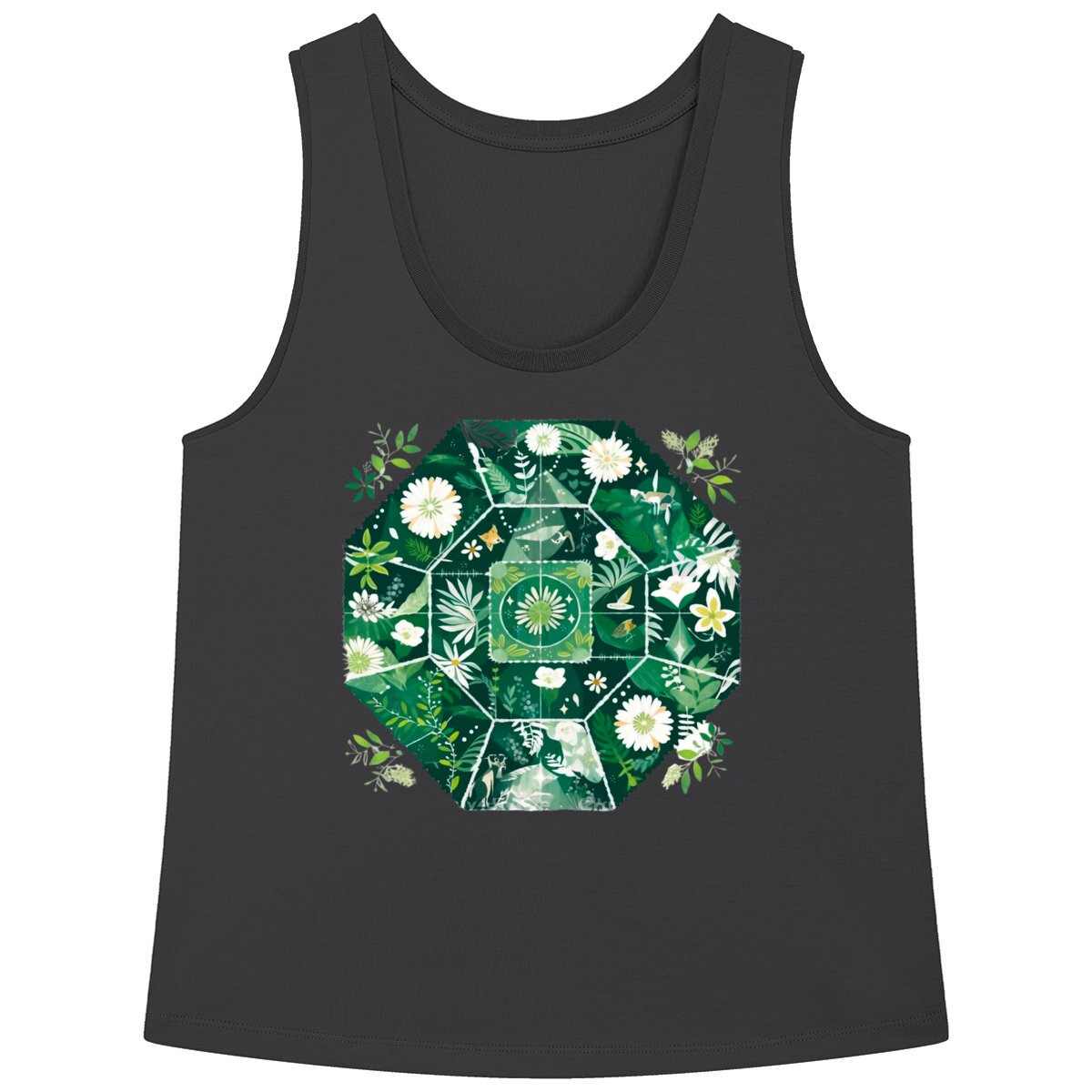 DEBARDEUR FEMME 100% COTON BIO, AMPLE, Spring Chic - Forest Mandala