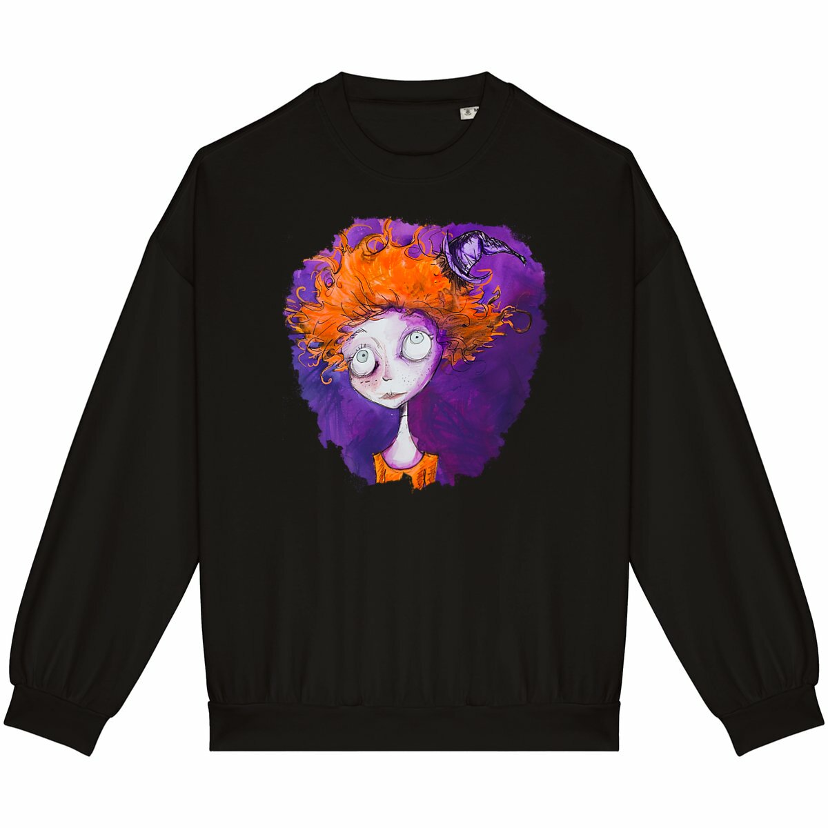 SWEAT-Shirt UNISEXE 100% COTON BIO, Misspopote - Orange and Purple