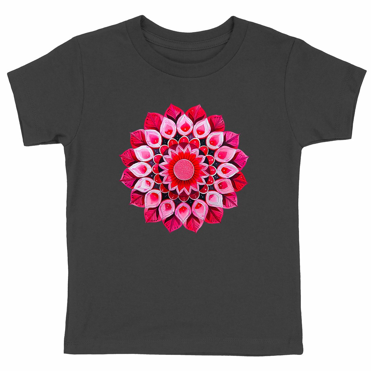 T-SHIRT ENFANT 100% COTON BIO, Spring Chic - Red Mandala