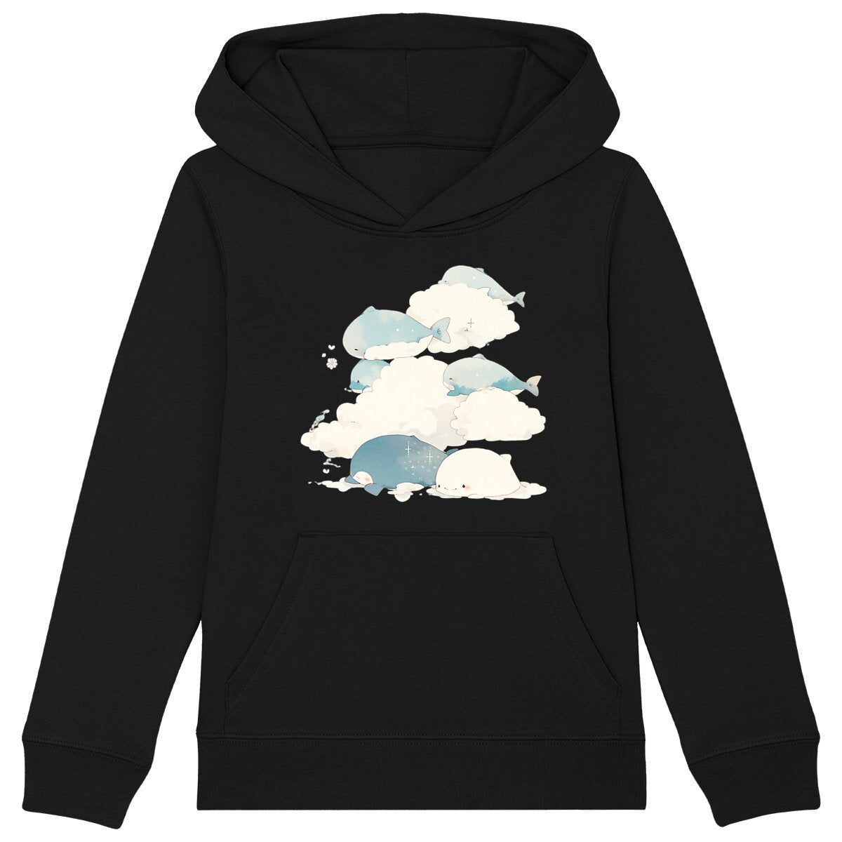 SWEAT à CAPICHE ENFANT en COTON BIO, Spring Chic - Whales and Clouds