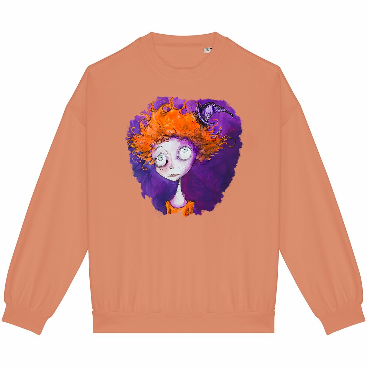 SWEAT-Shirt UNISEXE 100% COTON BIO, Misspopote - Orange and Purple