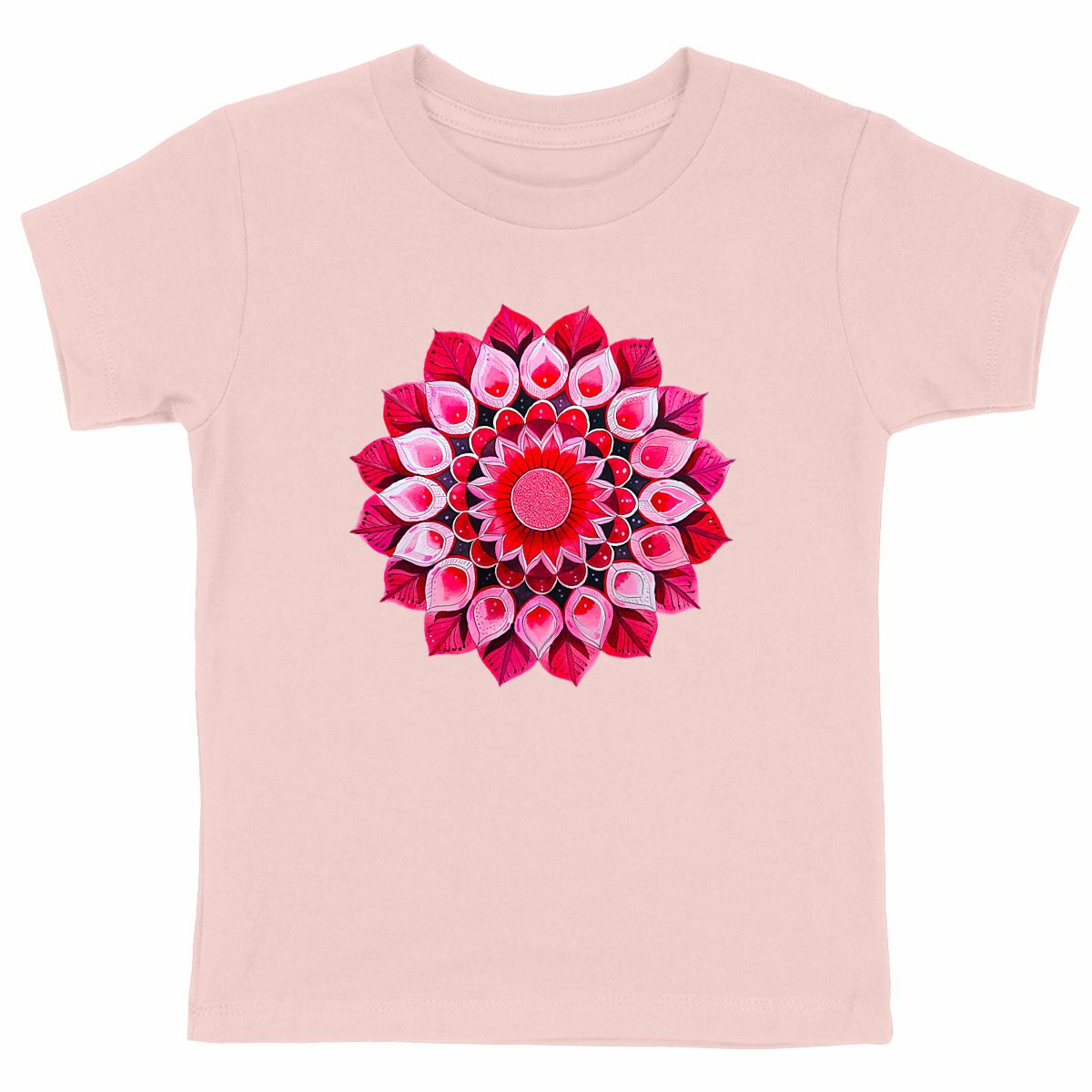 T-SHIRT ENFANT 100% COTON BIO, Spring Chic - Red Mandala