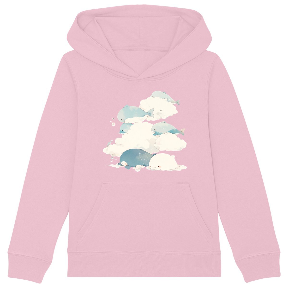 SWEAT à CAPICHE ENFANT en COTON BIO, Spring Chic - Whales and Clouds
