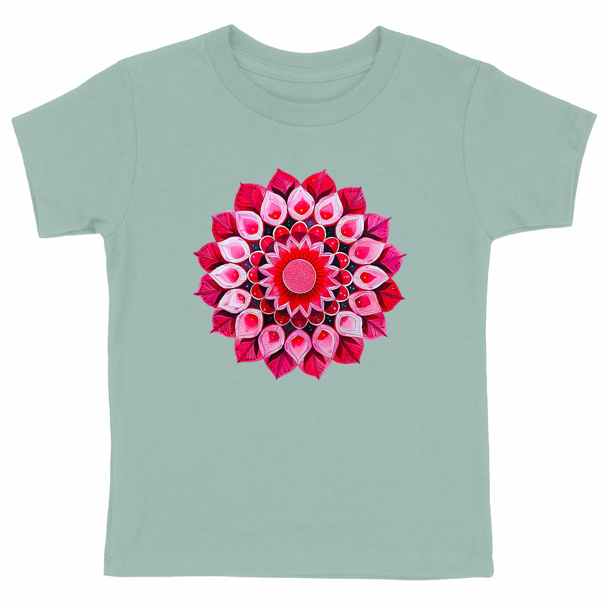 T-SHIRT ENFANT 100% COTON BIO, Spring Chic - Red Mandala
