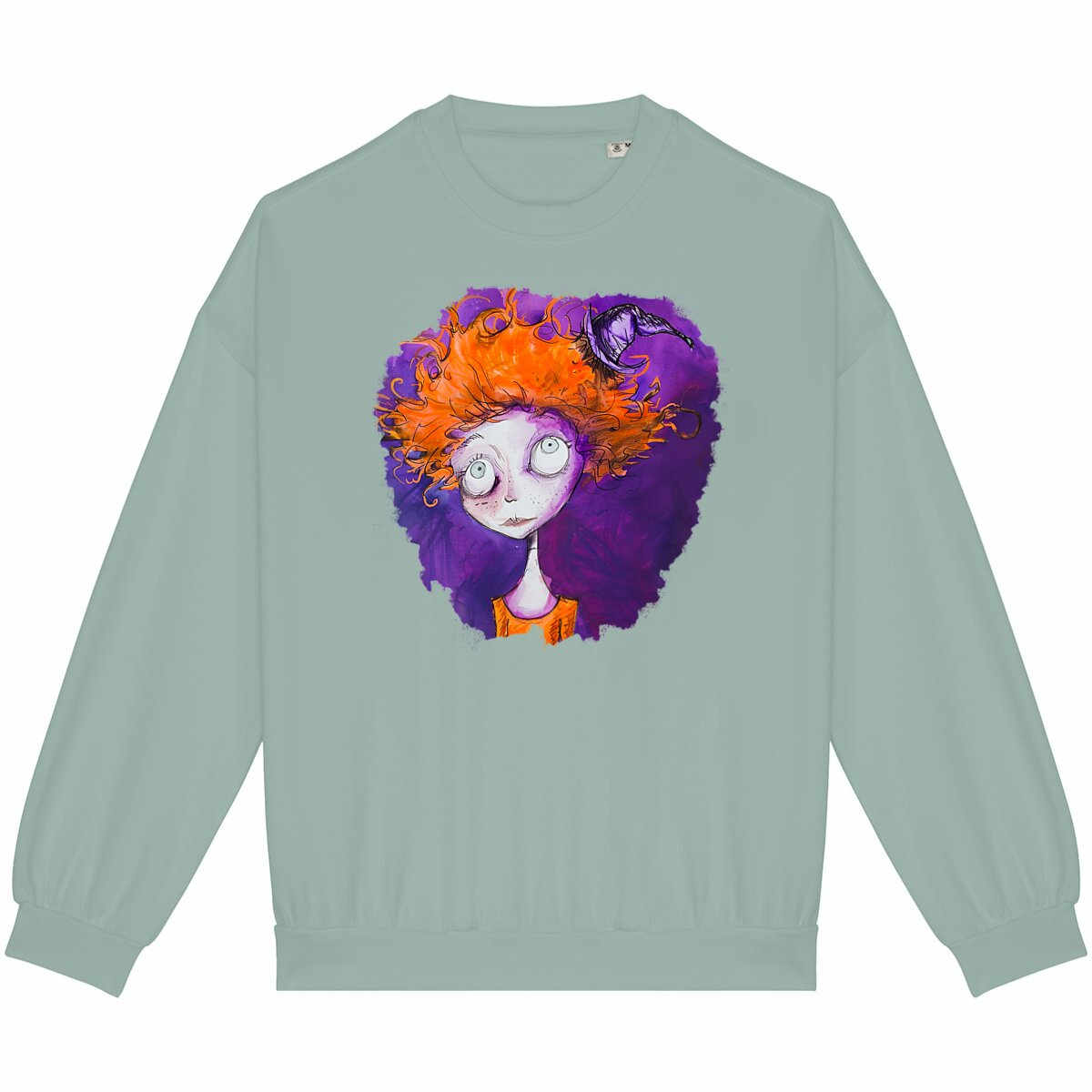 SWEAT-Shirt UNISEXE 100% COTON BIO, Misspopote - Orange and Purple