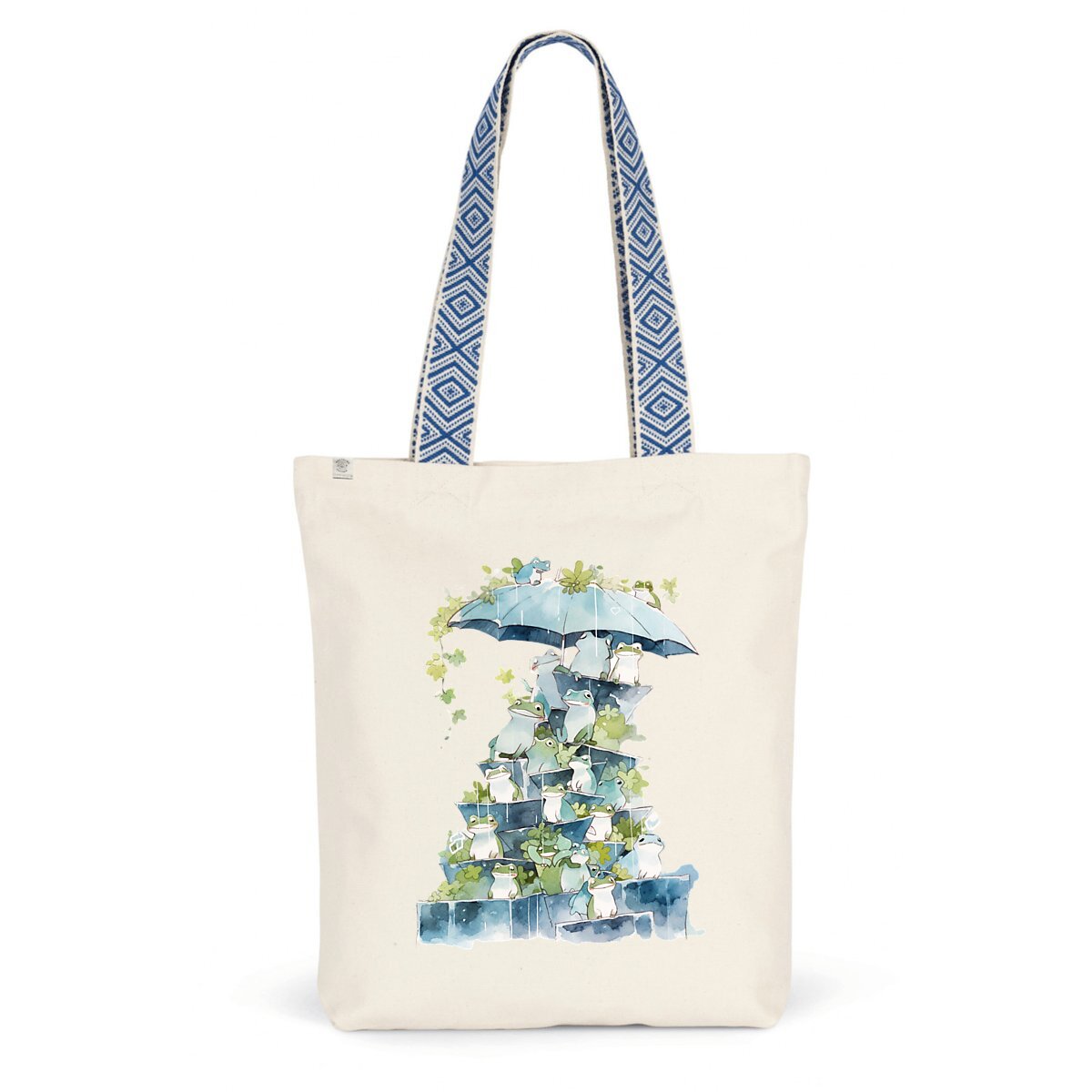 TOTEBAG Ethnique Épais, Cute Rain & Frogs