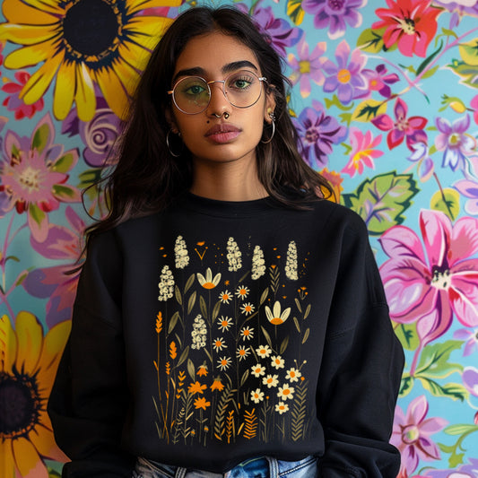 SWEAT-Shirt UNISEXE Léger 100% COTON BIO, Spring Chic - Vintage Flowers