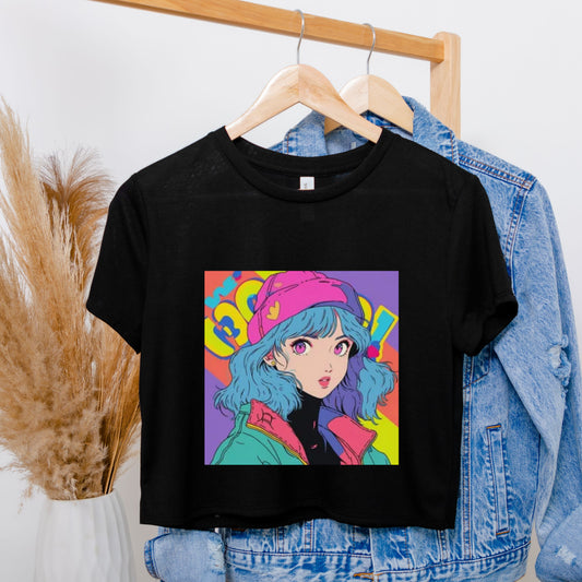 Crop TOP FEMME 100% COTON BIO, 90's