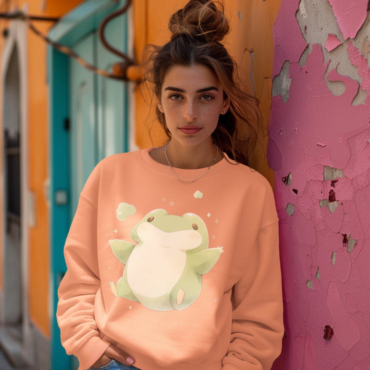 SWEAT-Shirt UNISEXE Léger 100% COTON BIO, Cute Frog