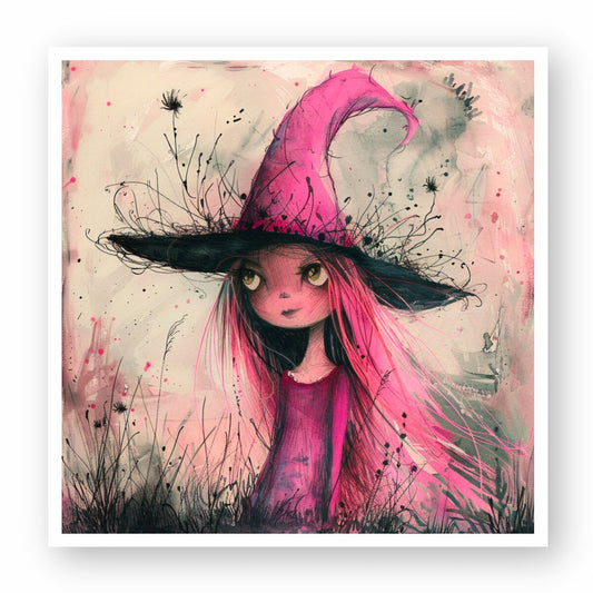 AUTOCOLLANTE CARRÉ, Misspopote - Pink Witch