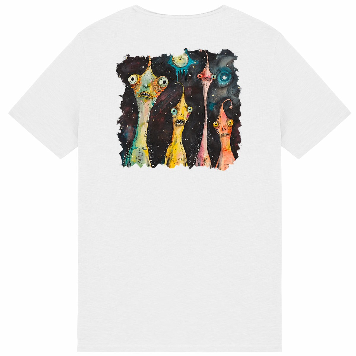 T-SHIRT HOMME Léger COL V 100% COTON BIO, Misspopote - Extraterrestres
