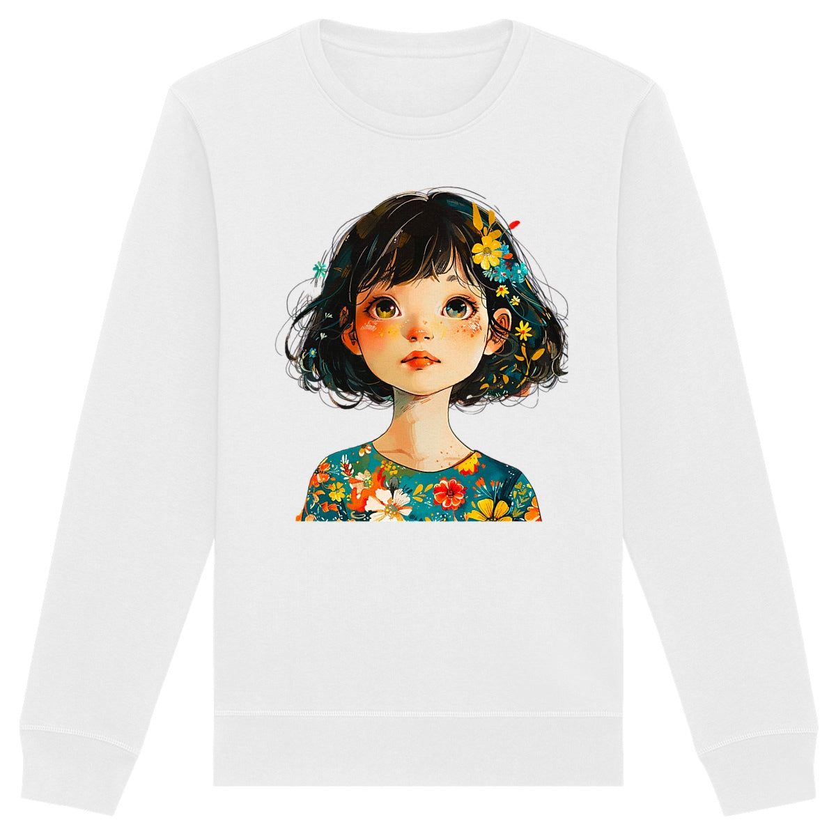 SWEAT-Shirt UNISEXE Léger en COTON BIO, Spring Chic - fille en fleurs