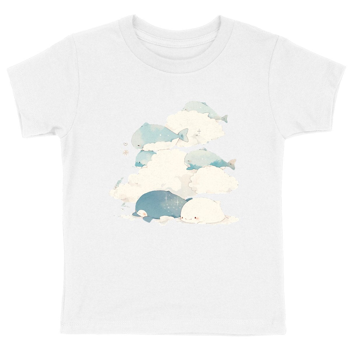 T-SHIRT ENFANT 100% COTON BIO, Spring Chic - Whales and Clouds