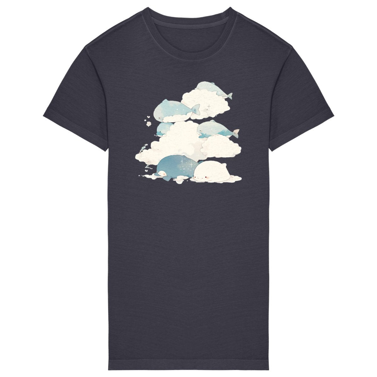 ROBE T-SHIRT FEMME 100% COTON BIO, Spring Chic - Whales and Clouds
