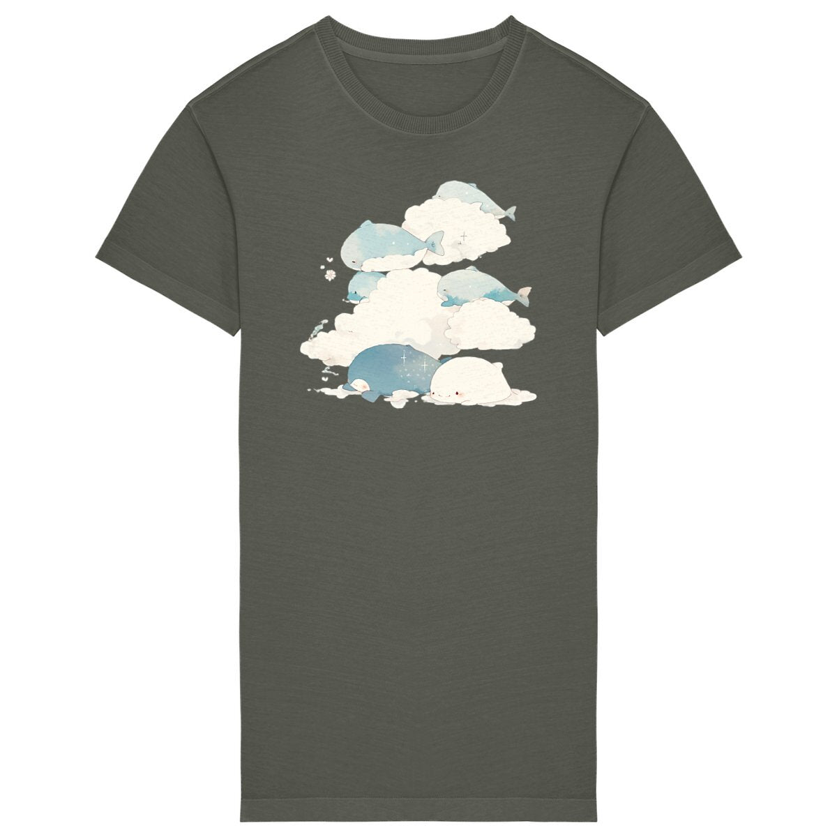 ROBE T-SHIRT FEMME 100% COTON BIO, Spring Chic - Whales and Clouds