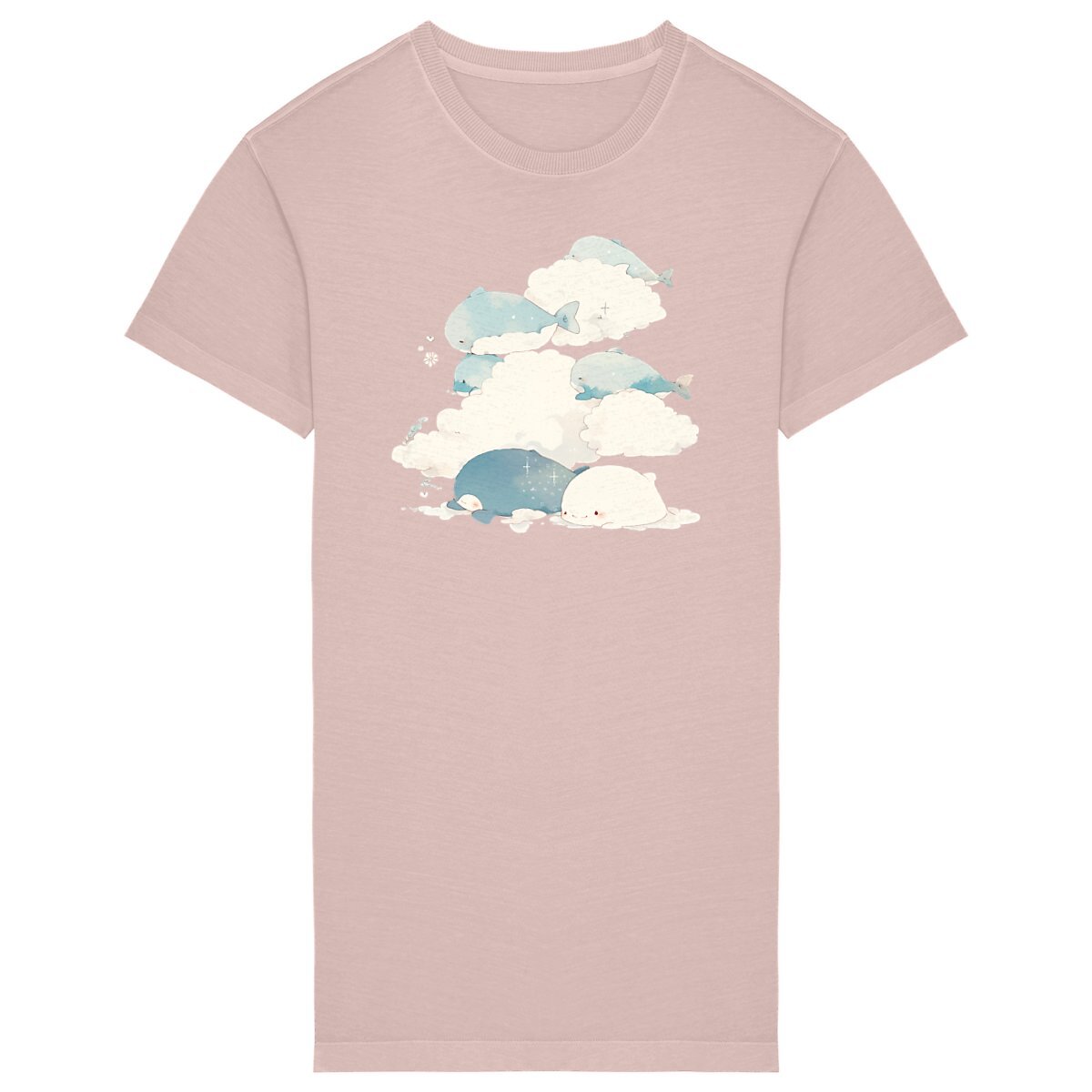 ROBE T-SHIRT FEMME 100% COTON BIO, Spring Chic - Whales and Clouds