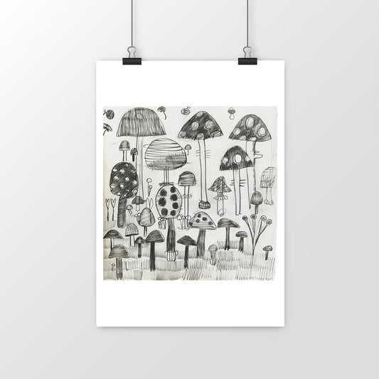 POSTER MAT ou SATIN, Mushrooms