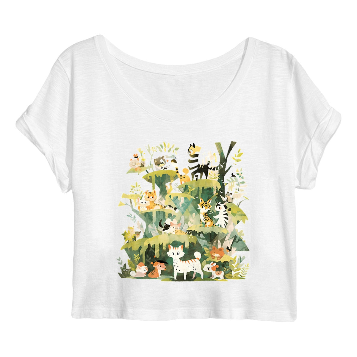 CROP TOP FEMME 100% COTON BIO, Cute Jungle