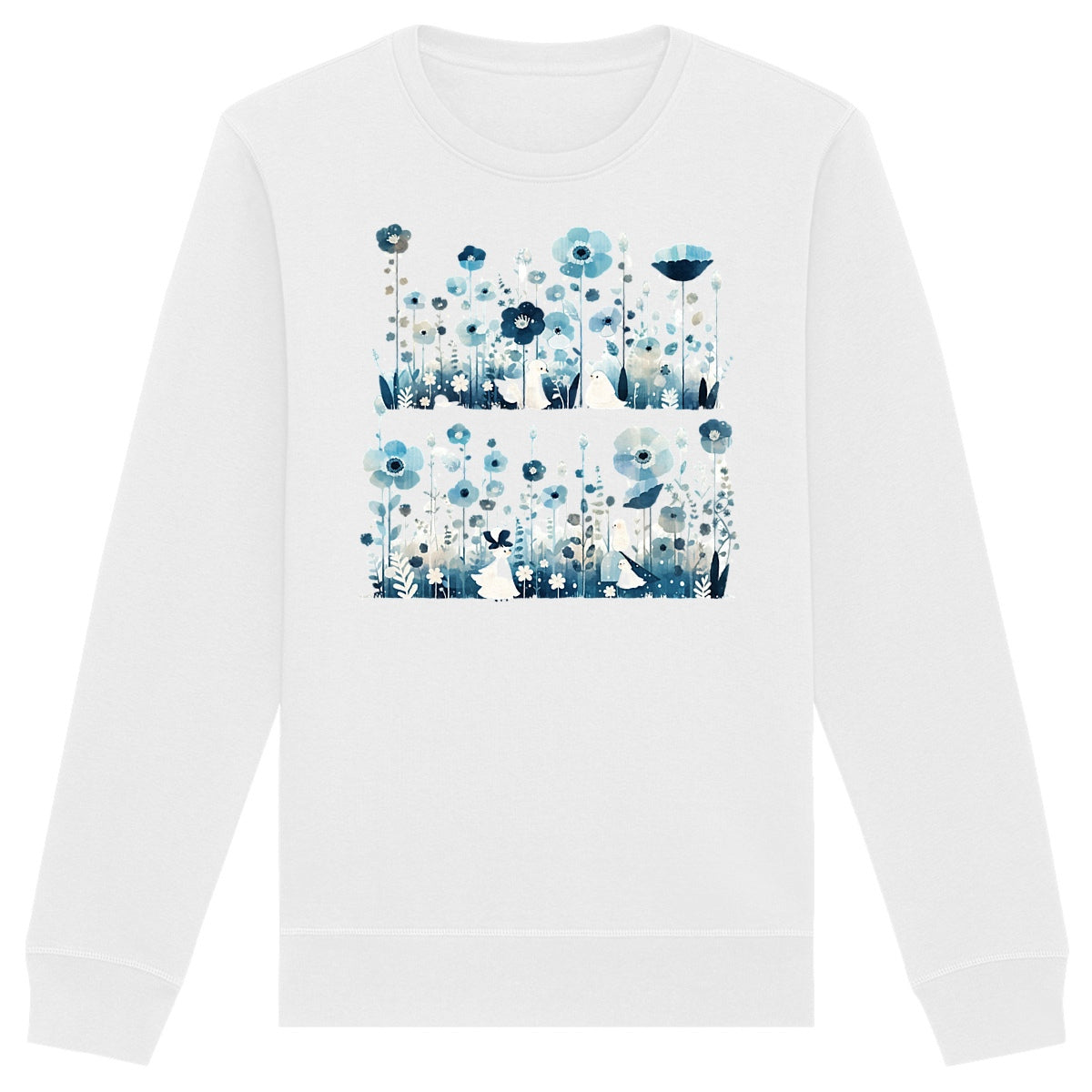 SWEAT-Shirt UNISEXE en COTON BIO, Chic - Blue Flowers in The Winter