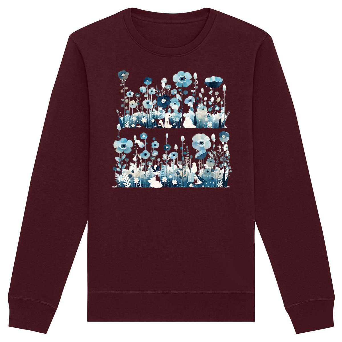 SWEAT-Shirt UNISEXE en COTON BIO, Chic - Blue Flowers in The Winter