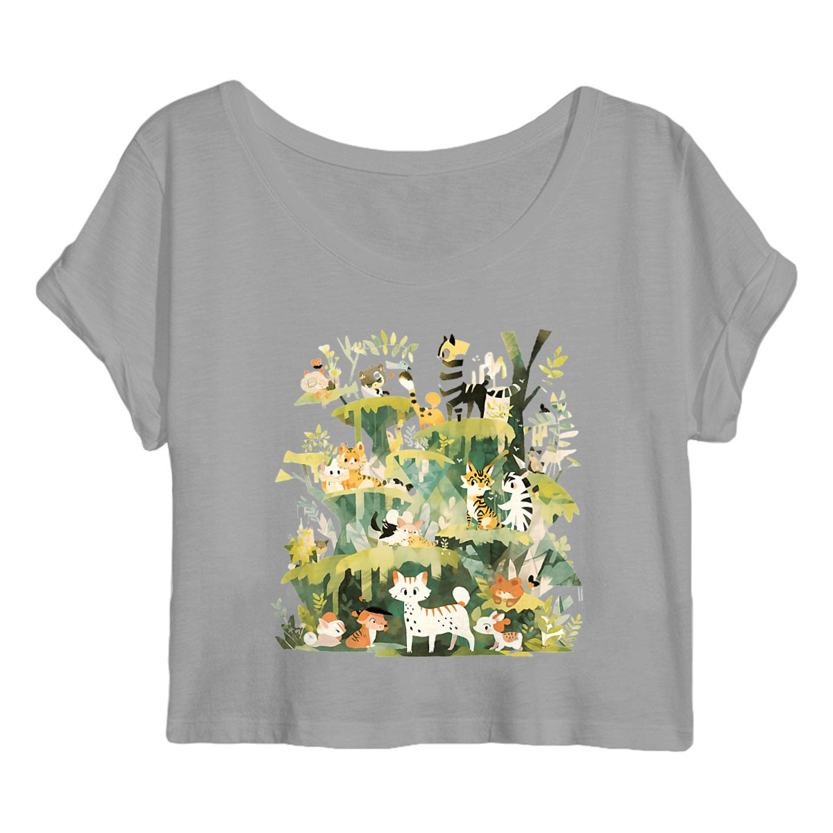 CROP TOP FEMME 100% COTON BIO, Cute Jungle