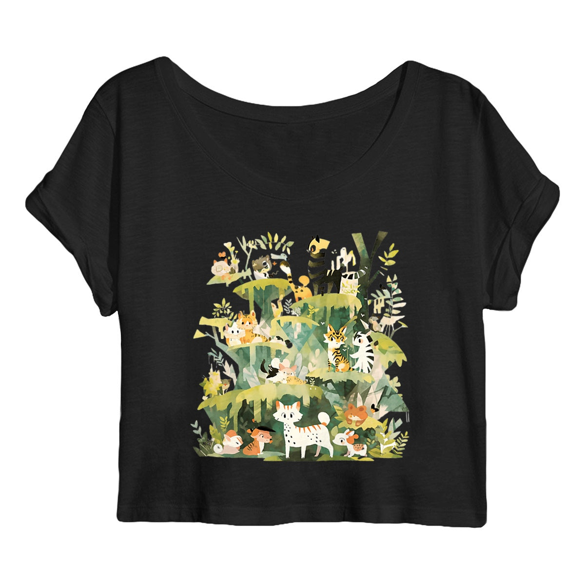 CROP TOP FEMME 100% COTON BIO, Cute Jungle