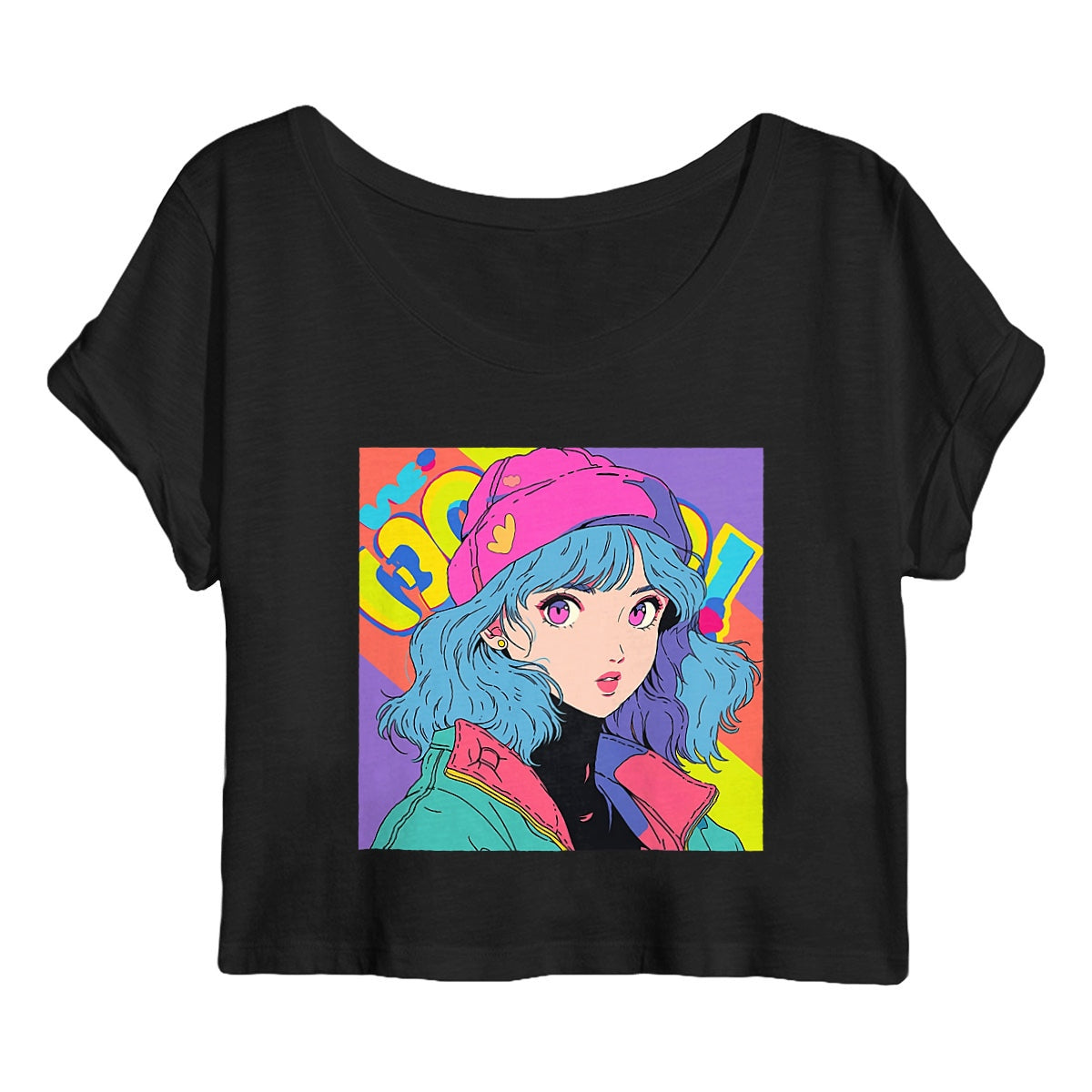 CROP TOP FEMME 100% COTON BIO, Pop Retro 90's