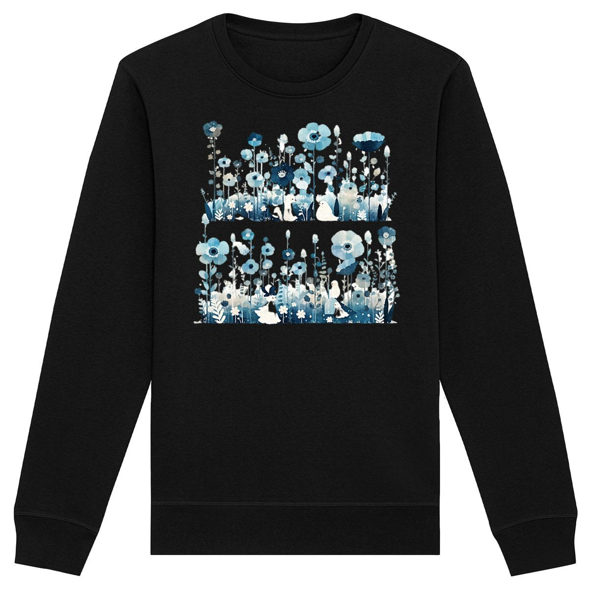 SWEAT-Shirt UNISEXE en COTON BIO, Chic - Blue Flowers in The Winter